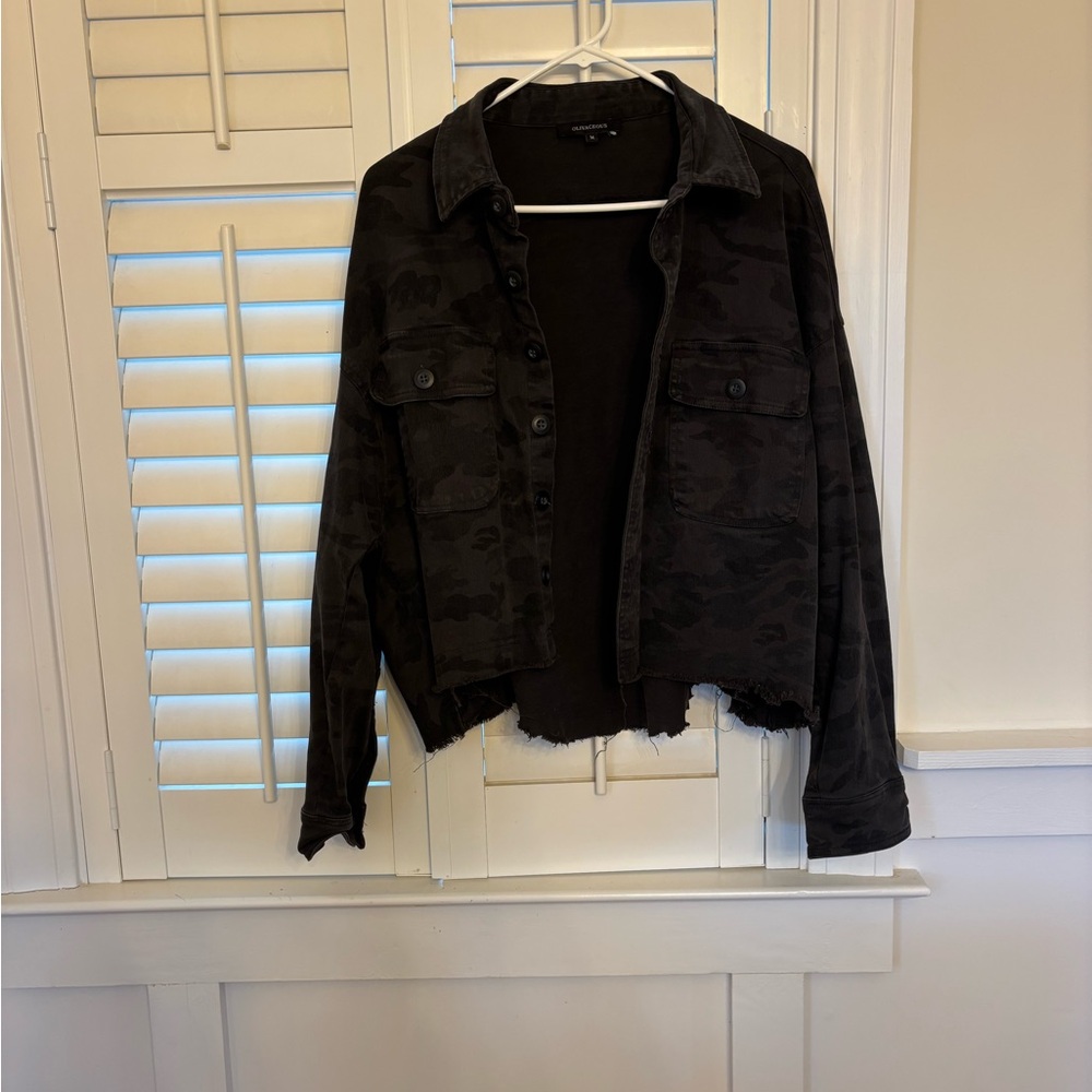 Olivaceous Black Camo Denim Utility Jacket
